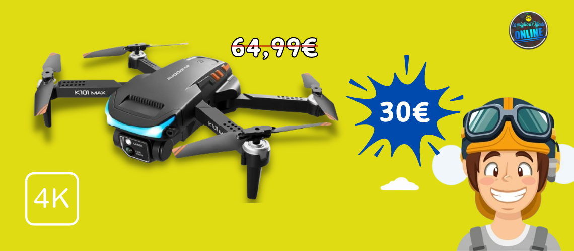 Questo drone con telecamera 4k costa solo 30€! sconto del 50%
